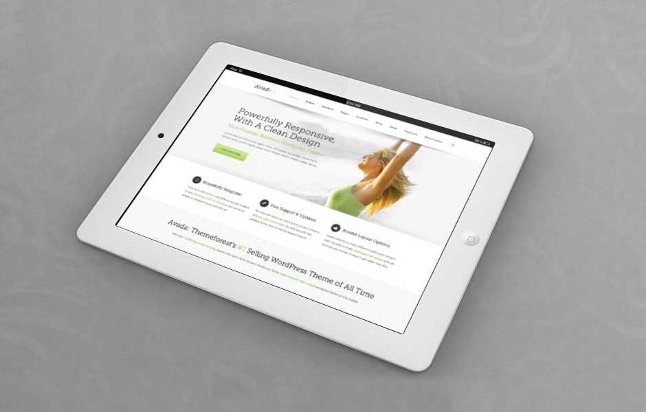 Tablet displaying a responsive website design.