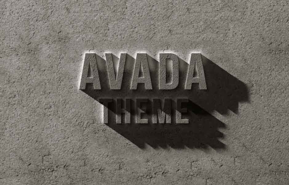 Avada Theme text with shadow effect.