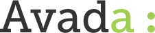 Avada text with green letter and colon.