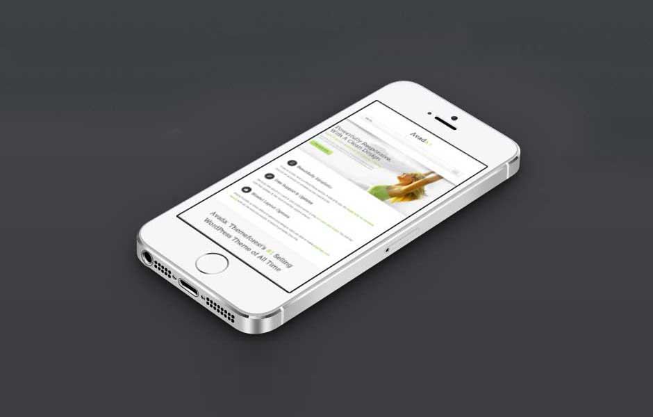 Smartphone displaying a website on dark background.