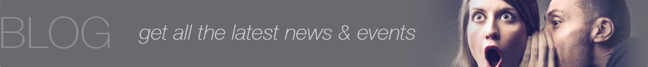 Blog banner with surprised people whispering. A man standing in front of some water