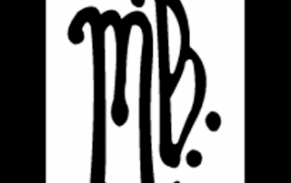 Stylized Virgo zodiac symbol black and white