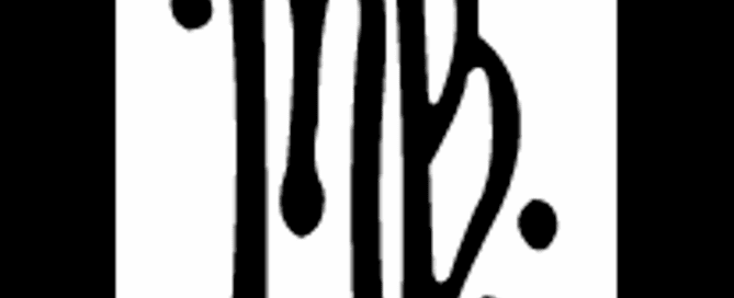 Stylized Virgo zodiac symbol black and white