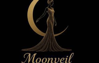Moonveil Gowns gold crescent and gown logo