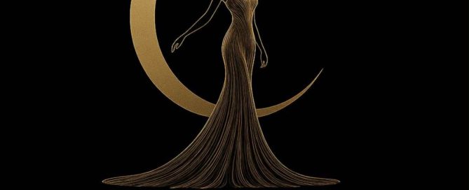 Moonveil Gowns gold crescent and gown logo