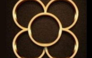 Gold interlocking rings forming a flower