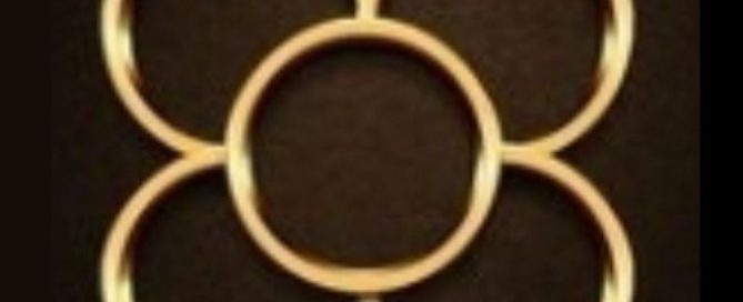 Gold interlocking rings forming a flower