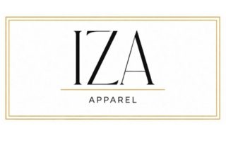 IZA Apparel logo with gold border