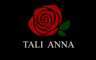 Stylized red rose logo with TALI ANNA