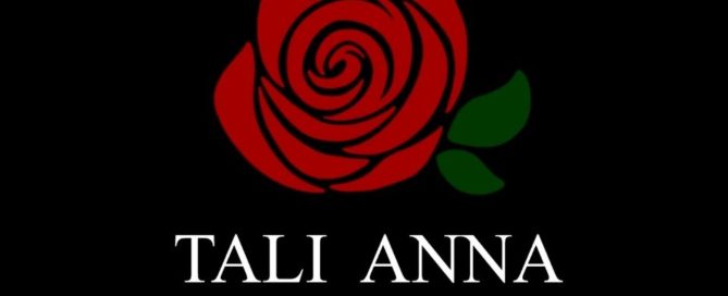 Stylized red rose logo with TALI ANNA